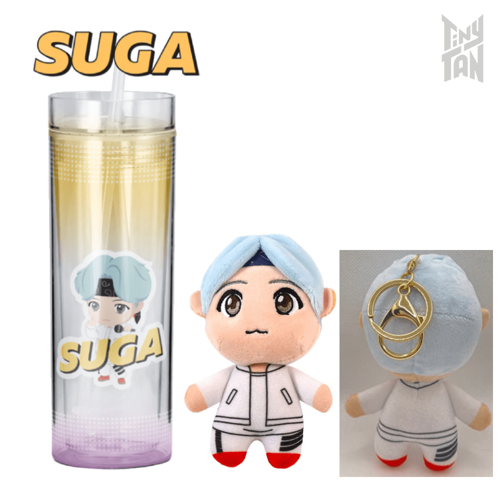BTS TinyTAN Official BTS Product Ice Cup Tumbler 11.8 oz - SUGA w/ Keyring