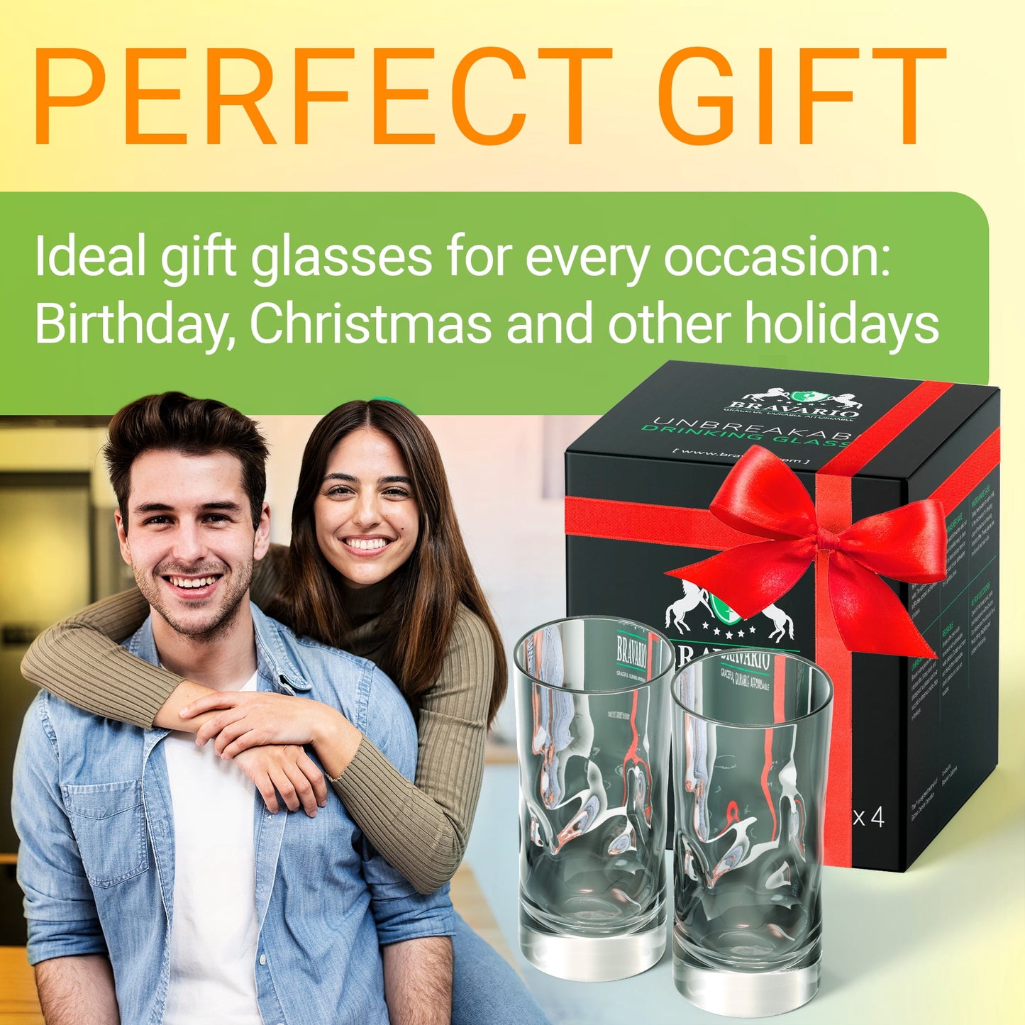 Bravario Plastic Drinking Glasses Set of 6, 17 oz Unbreakable Bpa-Free Tritan Tumblers