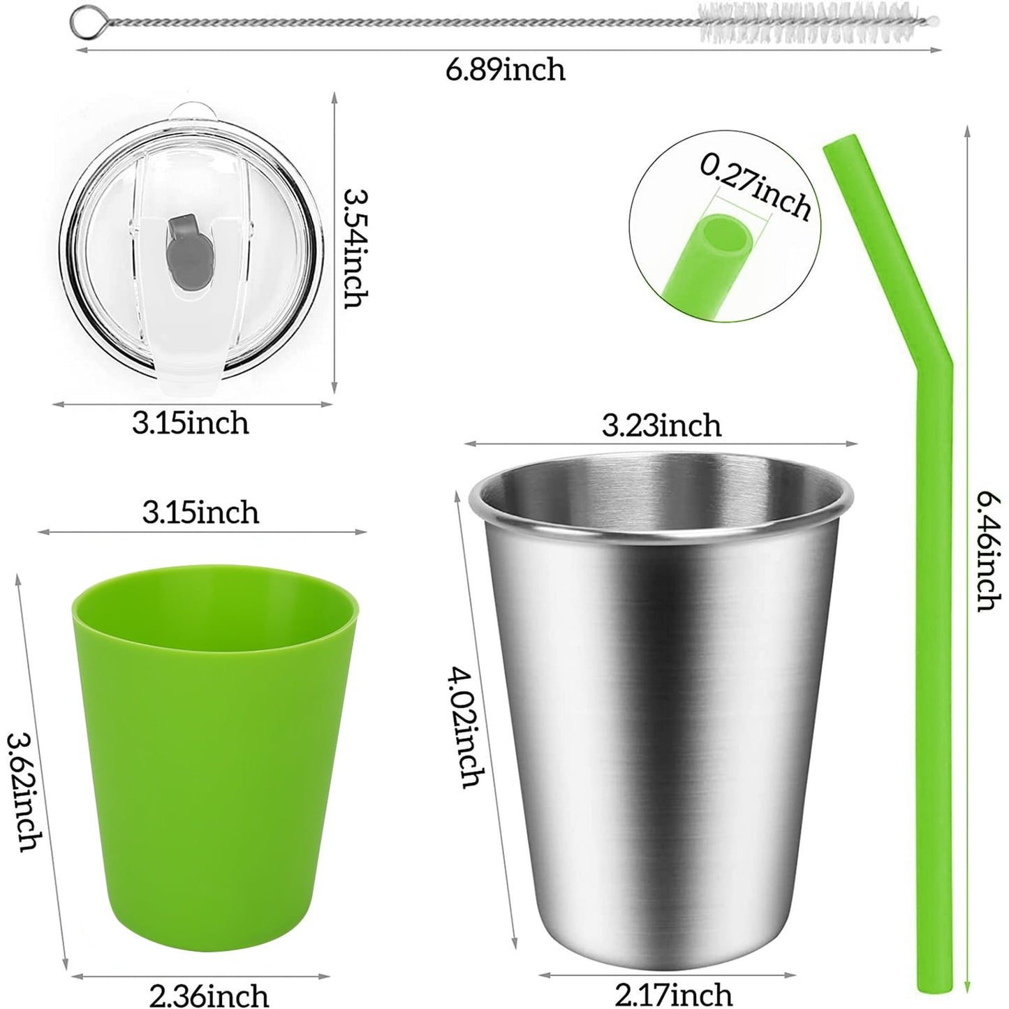 SSAWcasa 12oz Kids Cups, 6Pcs Spill-Proof Toddler Straw Cups with Slicone Sleeves, Stainless Steel Kids Sippy Cups with Straws and Lids, Unbreakable Tumblers for Cold & Hot Drinks