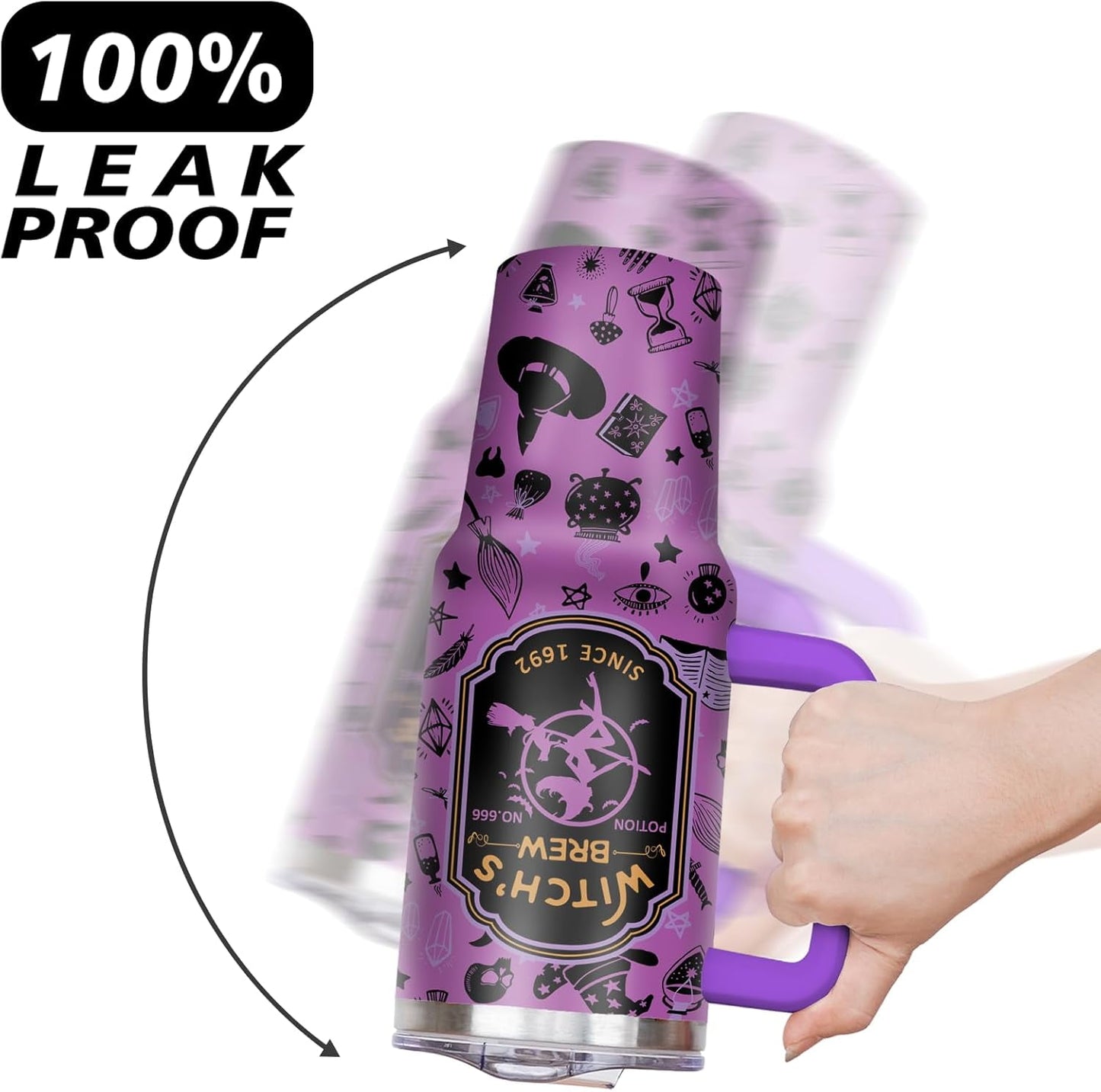 Halloween Tumbler 40 oz Halloween Tumblers with Handle and Straw Purple Witchy Stainless Steel Insulated Coffee Cups Mugs Halloween Gifts Stuff for Women Girls