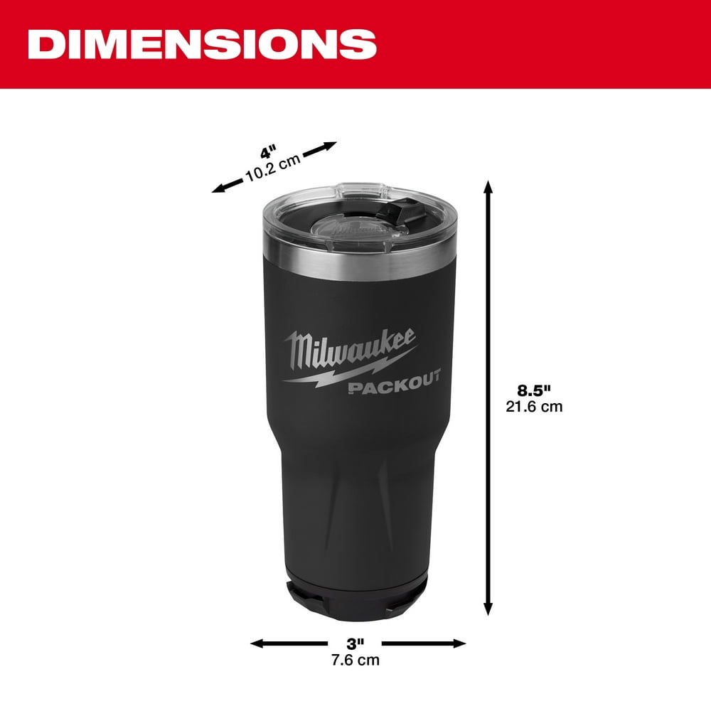 Milwaukee Tumbler 30 oz Black Stainless Steel Tumbler