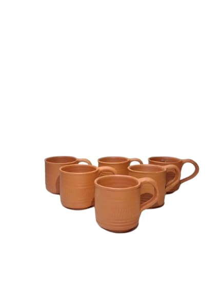 PrakRtyA: Clay Cups for Women & Men – Handcrafted Natural Terracotta Tumblers for Tea, Coffee & Water – Eco-Friendly Mitti Earthenware Mugs (60ml) (Pack of 6, Style 4)