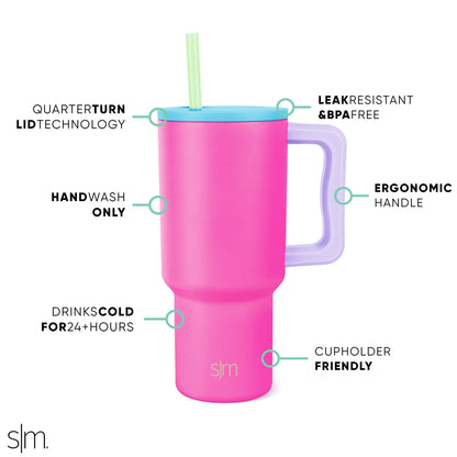 Simple Modern 30 fl oz Insulated Stainless Steel Trek Tumbler with Straw Lid | 80s Mix