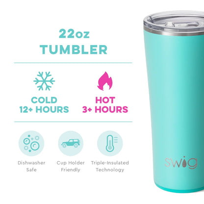 Swig Life 22oz Tumbler | Insulated Stainless Steel Travel Tumbler | Aqua