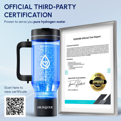 Dr.Water Hydrogen Water Tumbler | 3X More Hydrogen Concentration | 32oz Hydrogen Water Generator | Hydro Tumbler 3PPM Black