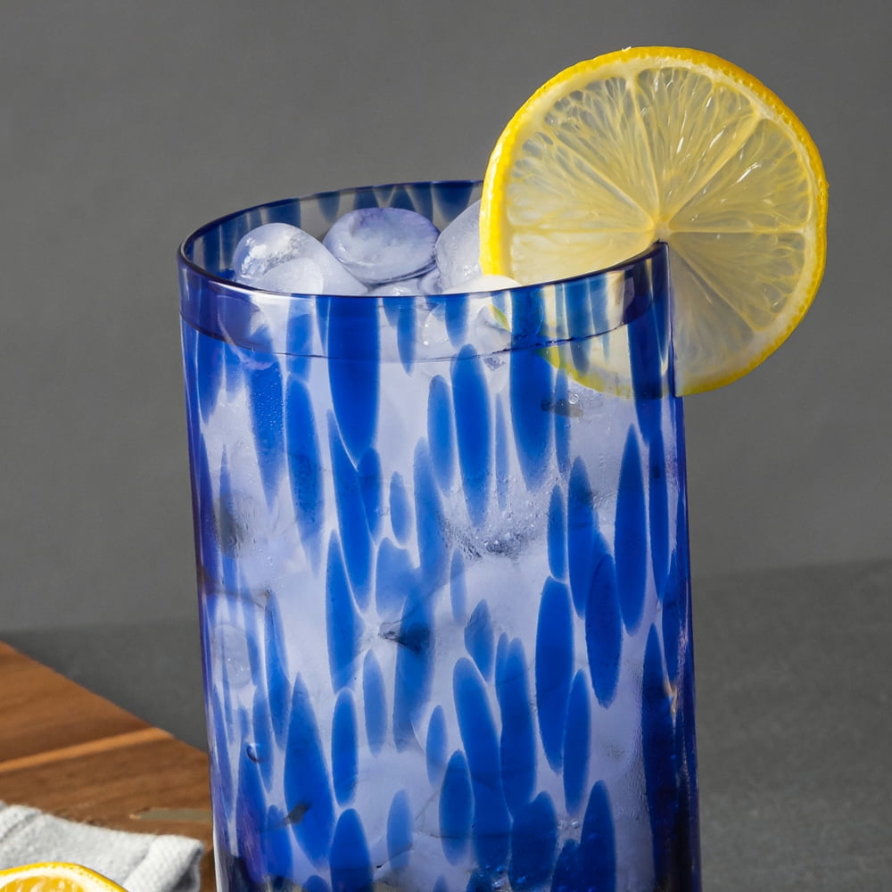 Thyme & Table 20 fl oz Blue Tortoise Drinking Glasses, Set of 6