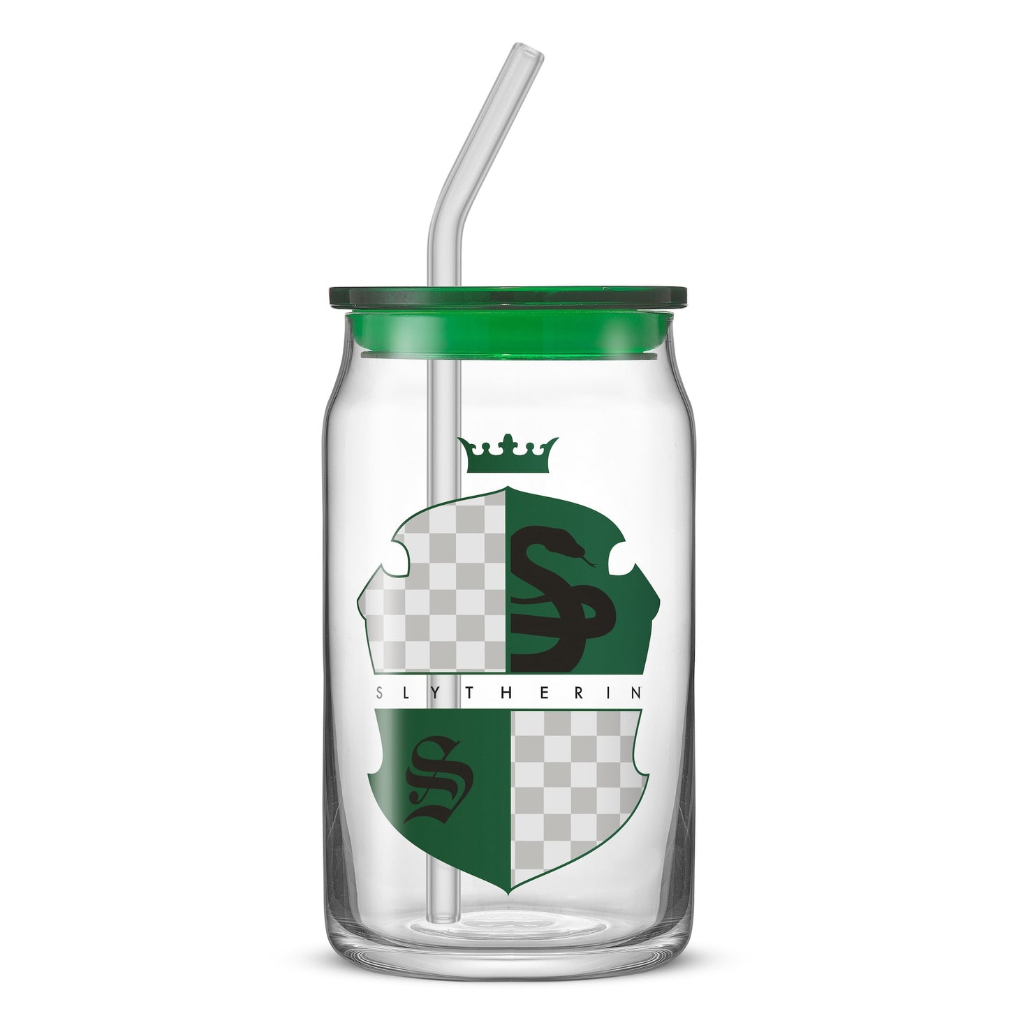 Harry Potter House Crests Tumbler Glasses with Lids, 16-Ounce, Set of 4