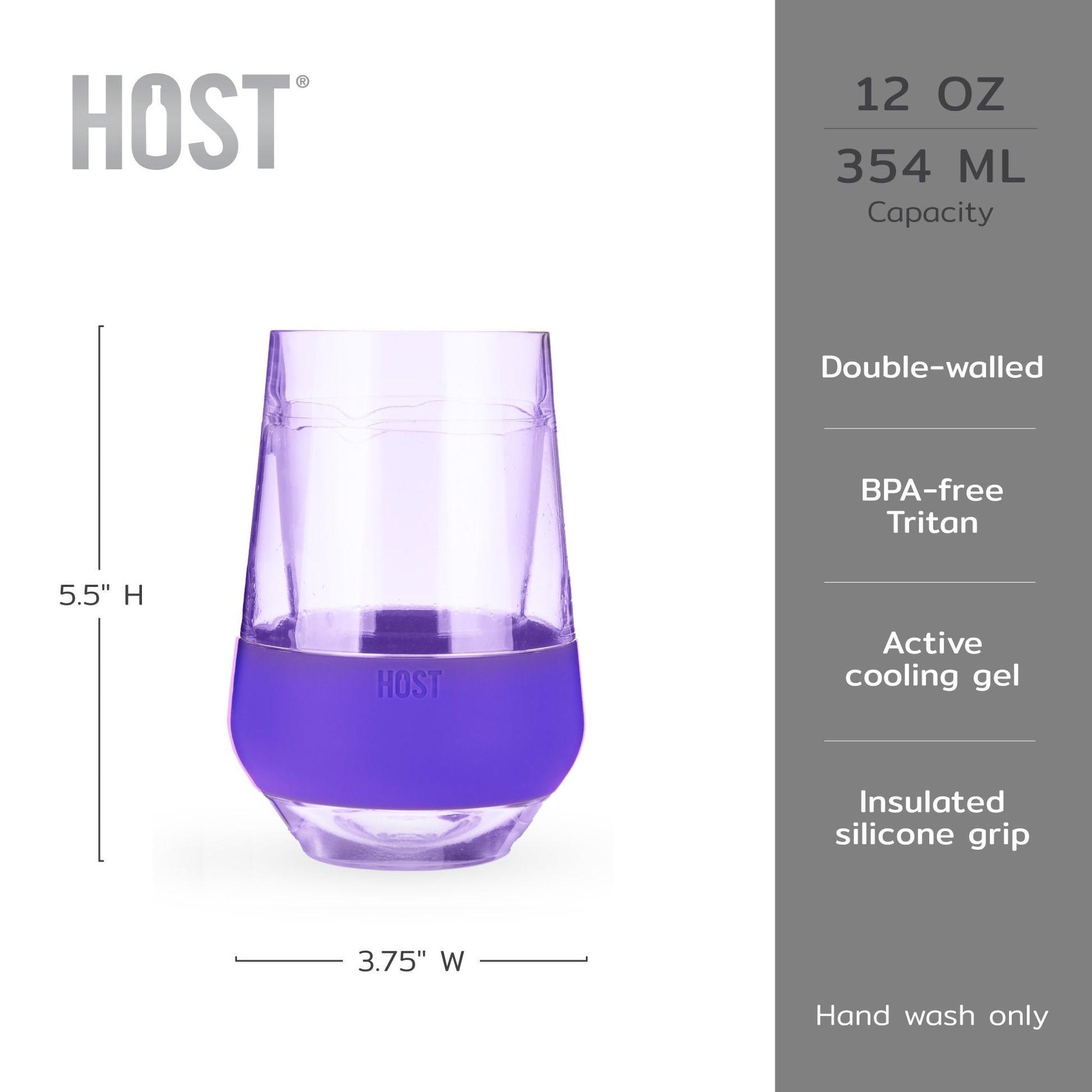 Host Freeze XL Cooling Cup, Double Wall Insulated Tumbler, 12oz, Set of 4