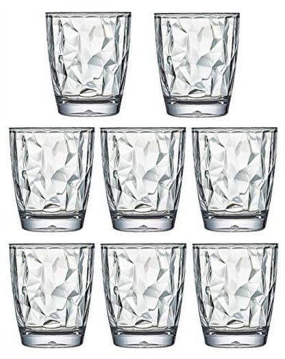 10 Oz Premium Unbreakable Drinking Glasses Dishwasher Safe BPA Free Acrylic Tumblers (Clear)