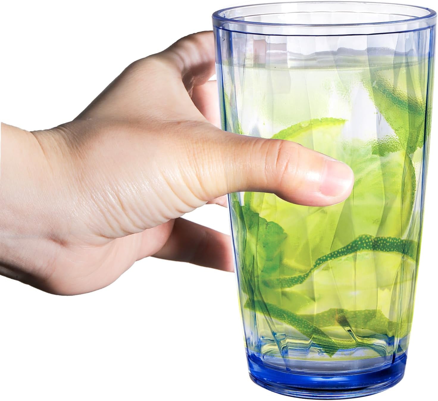 Plastic Reusable Drinking Glasses (Set of 6) 16 oz Water Cups ,BPA-Free Tumblers,Reusable Mixed Colors Assorted Stackable Cups, Dishwasher Safe