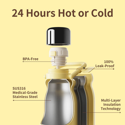 HOLOHOLO Stainless Steel Insulated Tumbler with Flip Straw and Handle 2-in-1 Tumbler 30oz Yellow Water Bottle for Daily Use
