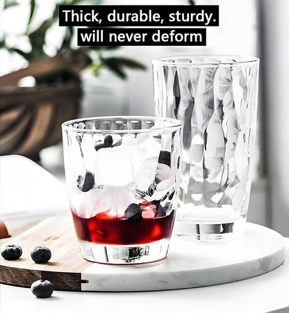 10 Oz Premium Unbreakable Drinking Glasses Dishwasher Safe BPA Free Acrylic Tumblers (Clear)