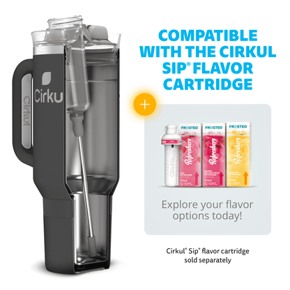 (3 pack) Cirkul 40oz All-Day StrawSip Double-Wall Insulated Stainless Steel Tumbler with Handle, Carbon (Black)