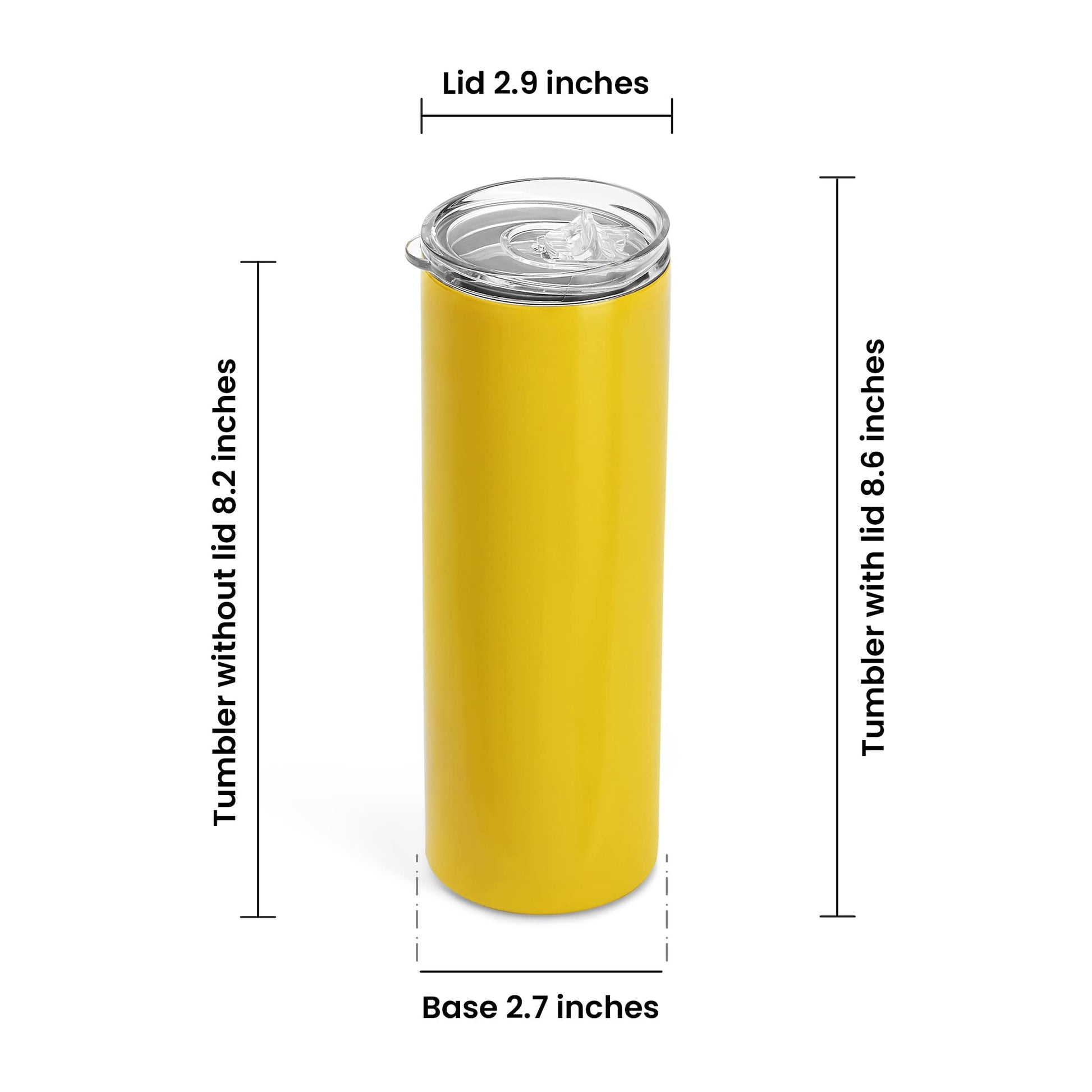 Makerflo Yellow 20 oz Skinny Powder Coated Tumbler (25 Pack) Ideal for DIY Crafts -Laser Engraving