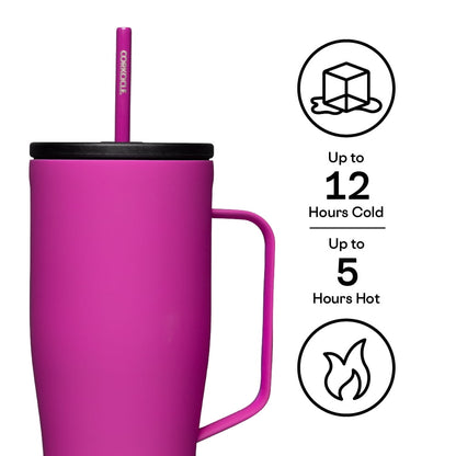 Corkcicle 30 oz Cold Cup XL, Triple Insulated, Stainless Steel, Water Bottle Tumbler with Handle and Straw, Berry Punch