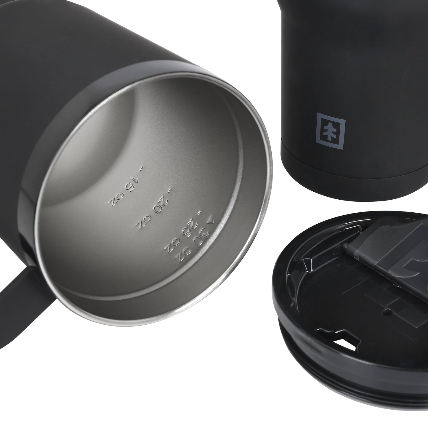 Swiss Tech 30oz black triple wall stainless steel tumbler 2-pack with handle & leakproof lid