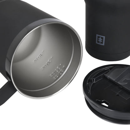 Swiss Tech 30oz black triple wall stainless steel tumbler 2-pack with handle & leakproof lid