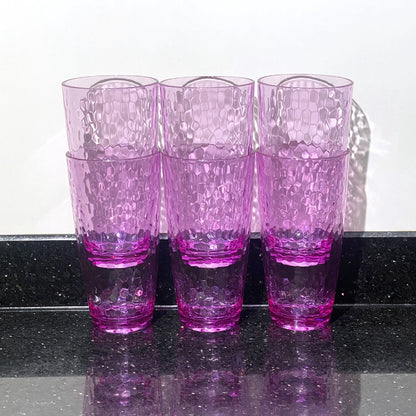 Set of 6 Hammered Style Drinking Cups 26-Ounce Large Acrylic Glasses Plastic Tumbler,BPA Free (Purple)