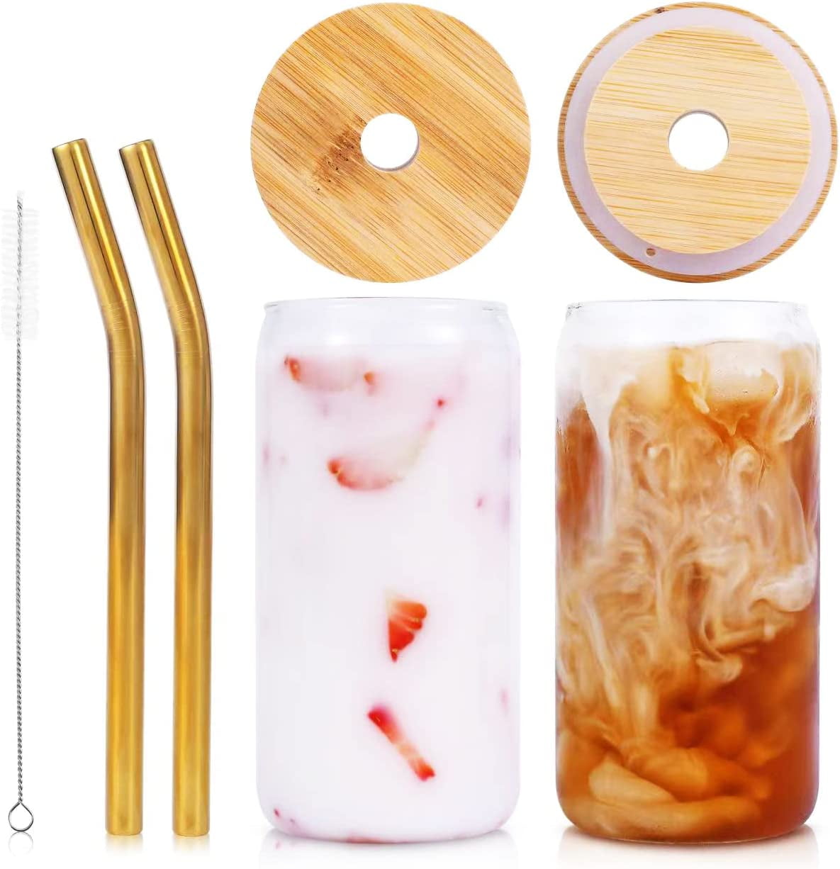 4 Pcs Drinking Glasses with Bamboo - Lighted Tumbler