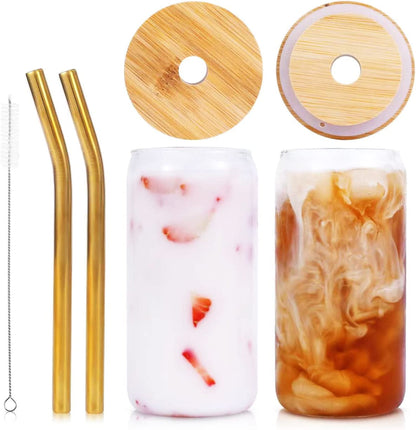 4 Pcs Drinking Glasses with Bamboo - Lighted Tumbler