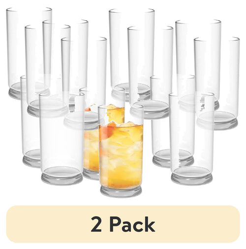 (2 pack) Better Homes & Gardens Emerson Clear Glass Tumbler 16ounces 8 Pack