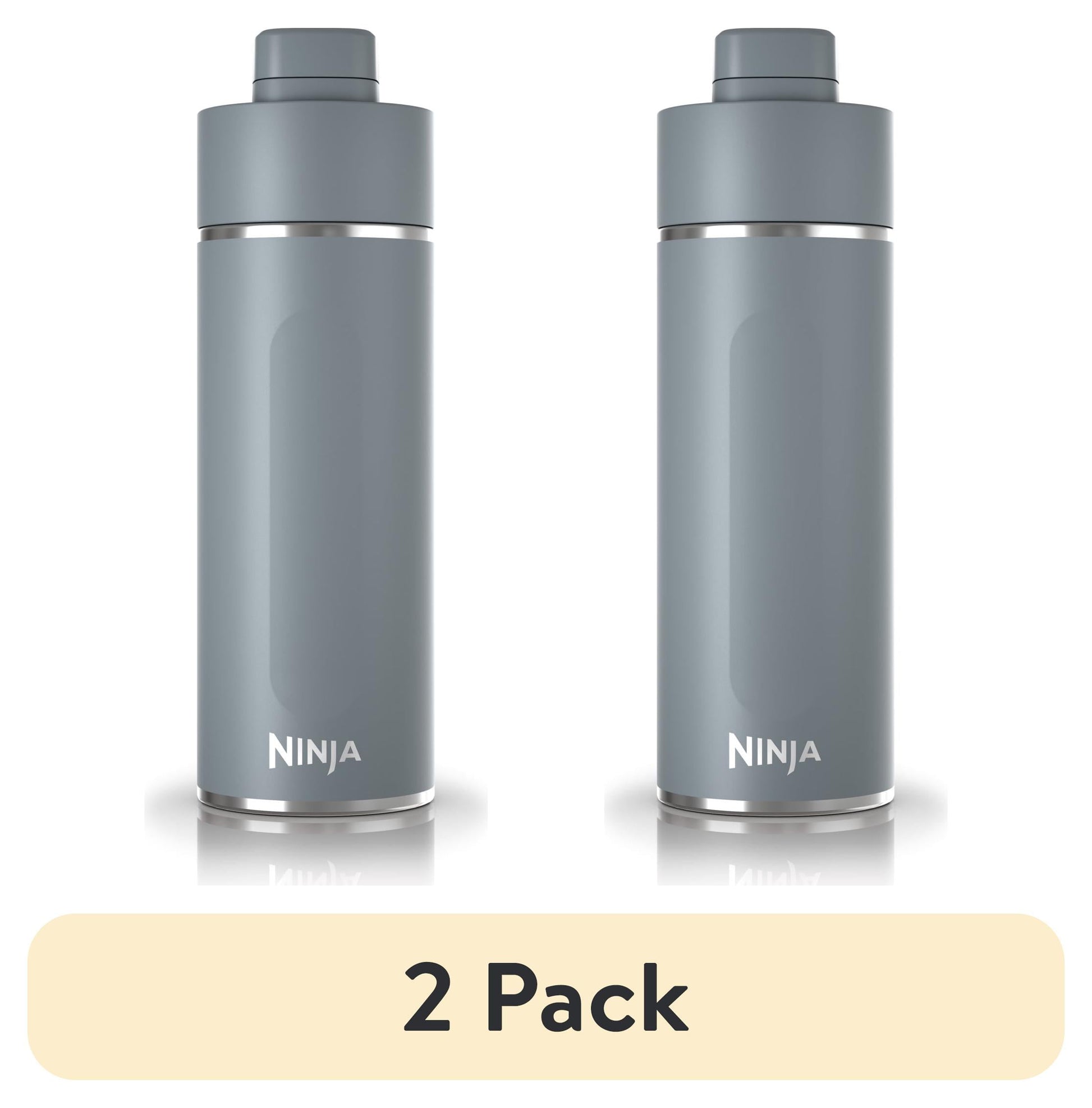 (2 pack) Ninja Thirsti 24 oz Travel Water Bottle, Stainless Steel, Leak Proof, 24 Hours Cold, Ash Gray