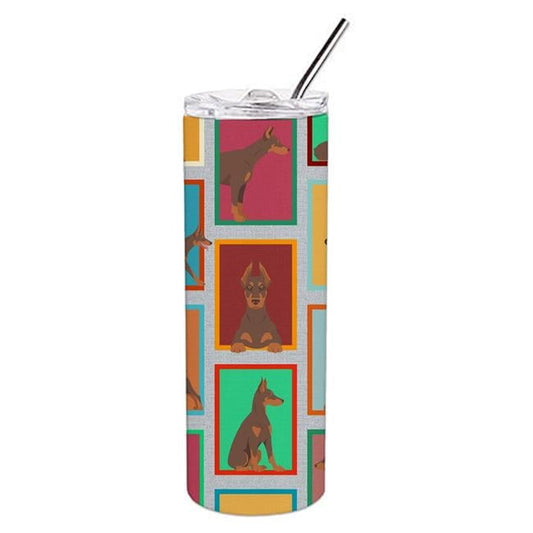 20 oz  Lots of Red Doberman Pinscher Stainless Steel Skinny Tumbler