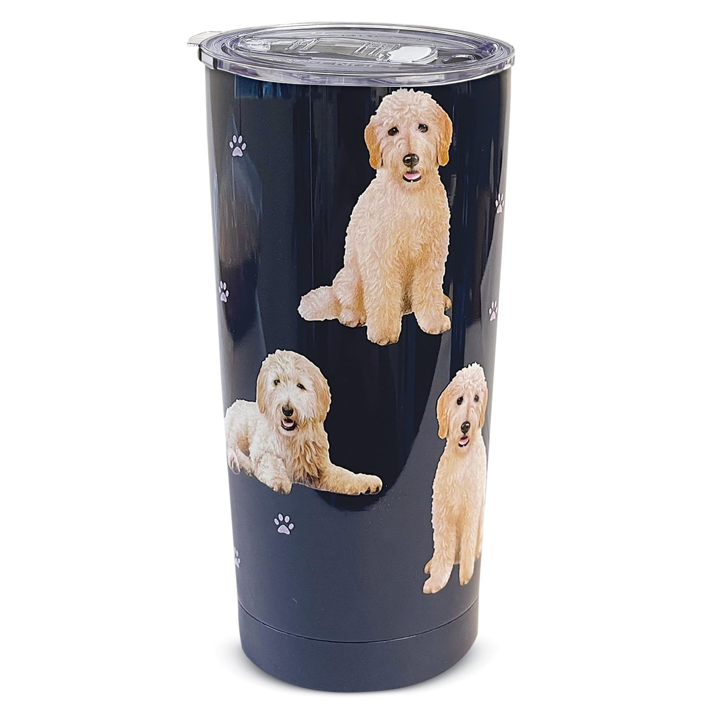Collections Etc Dog Breed-specific Double-wall Insulated Tumbler - 20 oz. - 3 1/2"Dia. x 7"H Grey