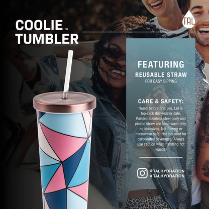 TAL Stainless Steel Coolie Tumbler 24 fl oz, Pink Geo