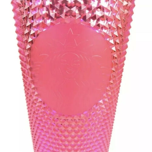 Starbucks 24 oz Pink Studded Iridescent Neon Pink Tumbler Glasses