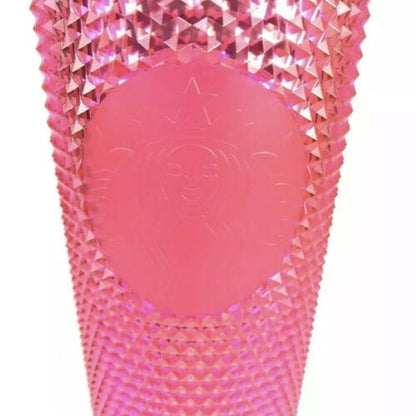 Starbucks 24 oz Pink Studded Iridescent Neon Pink Tumbler Glasses