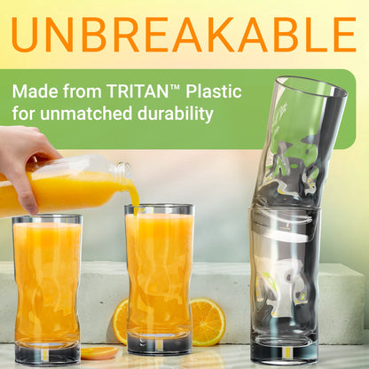 Bravario Plastic Drinking Glasses Set of 6, 17 oz Unbreakable Bpa-Free Tritan Tumblers