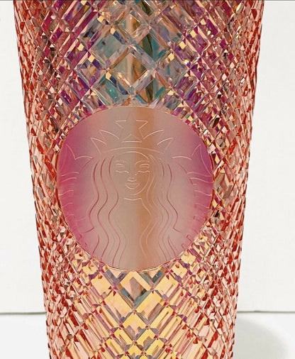 Starbucks Studded Rose Gold Jeweled Coffee Tumbler Cold Cup Venti 24 oz