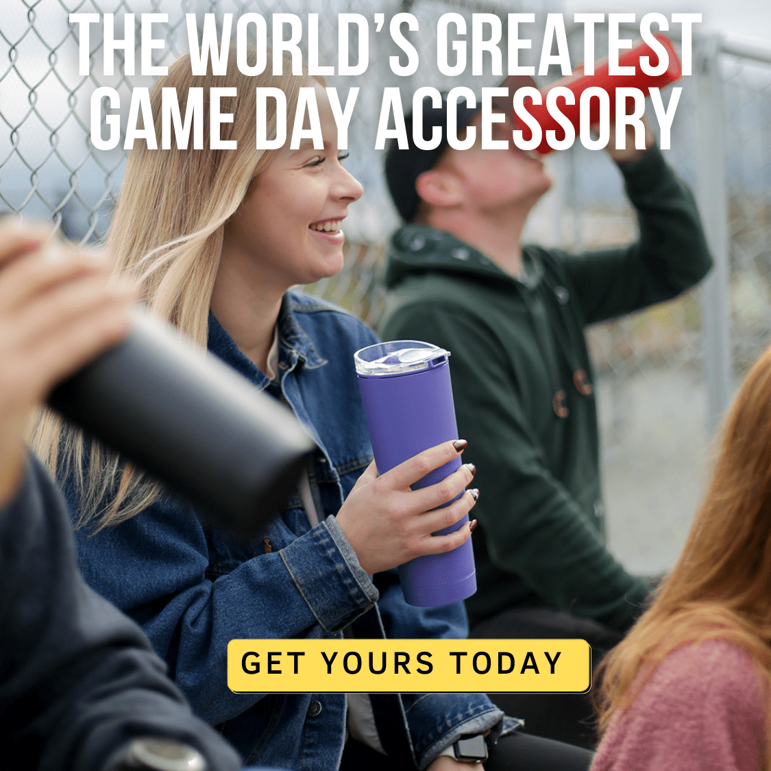 Loud Cup 23 oz Tumbler + Stadium Horn with Slide-Close Lid (Jet Black) - Double-WallCup Reusable Water Bottle Coffee Travel Mug - Worlds Loudest Cup for Game Day