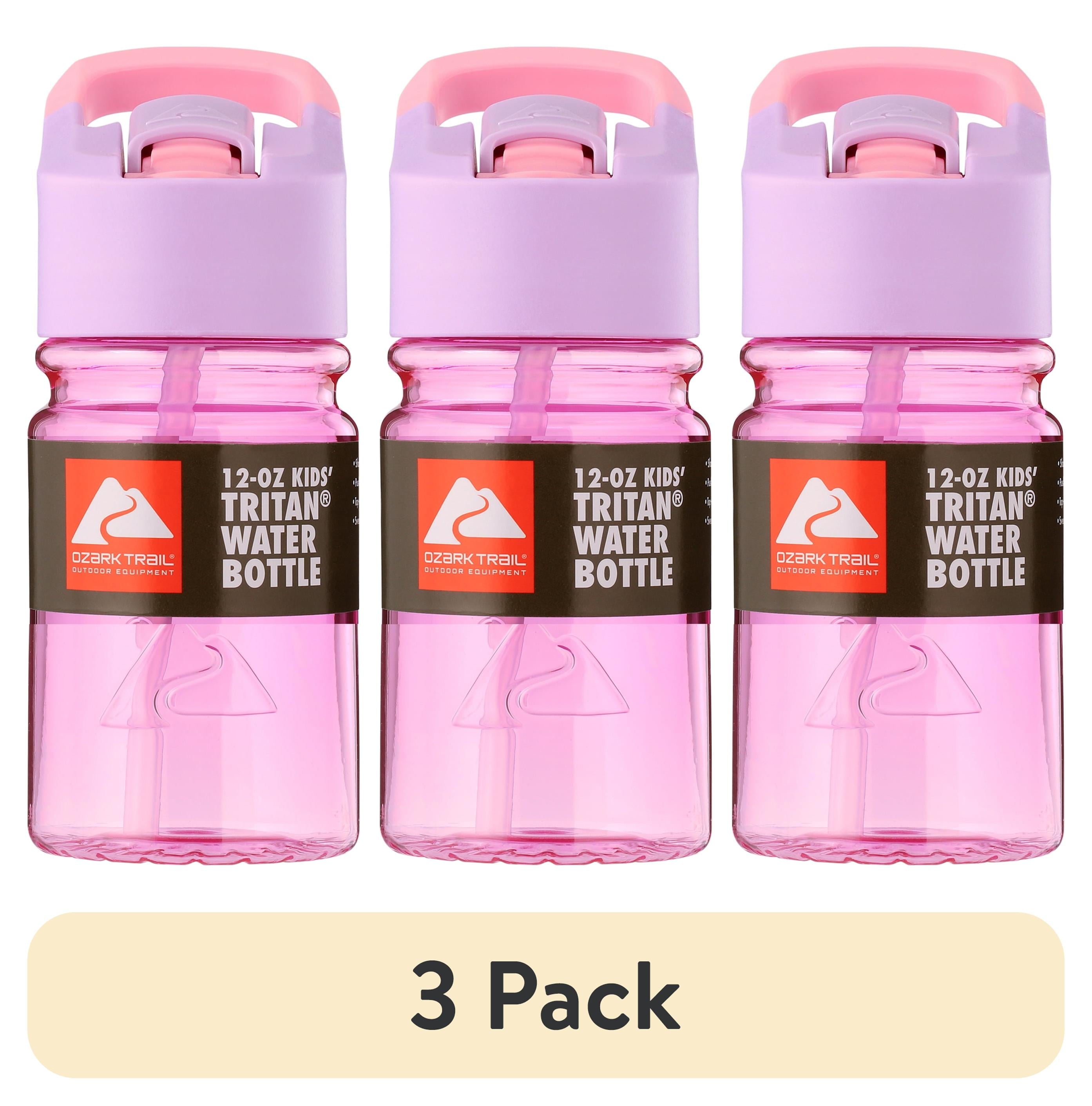 (3 pack) Ozark Trail 12 oz Tritan Plastic Flip-Top Water Bottle, Purple and Pink