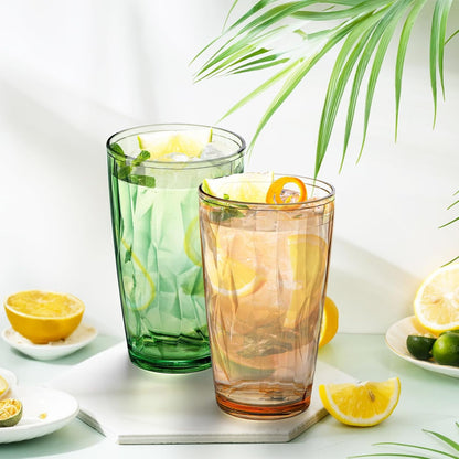 Plastic Reusable Drinking Glasses (Set of 6) 16 oz Water Cups ,BPA-Free Tumblers,Reusable Mixed Colors Assorted Stackable Cups, Dishwasher Safe