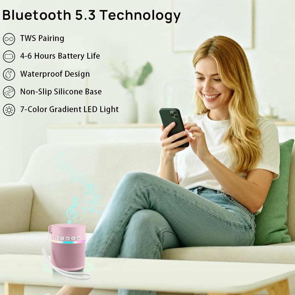 MYONAZ Insulated Water Bottle Bluetooth Speaker 2-in-1 18oz Stainless Steel Tumbler with Portable Speaker Ideal for Outdoor, School and Family Activities（Pink）
