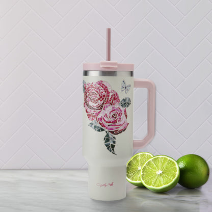 Dolly Parton 40 oz Stainless Steel Tumbler with Handle Pink Jewel