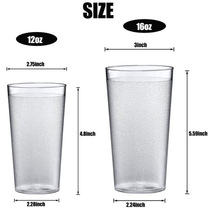 Plastic Unbreakable Tumblers Cups 12oz, Set of 8 Plastic Drinking Glasses, NOGIS Restaurant-Style Tumblers, Commercial-Grade Cups, Stackable, BPA-Free, Shatter-Proof, Dishwasher-Safe, Clear