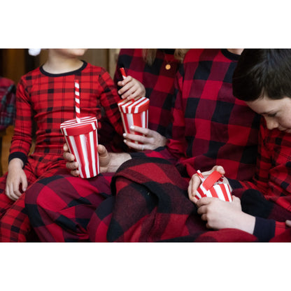 Silipint: Silicone 16 oz Straw Tumbler: Peppermint & Poinsettia