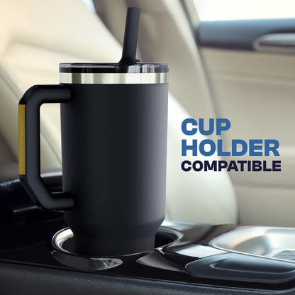 Thicc Buddy - 40 oz Stainless Steel Vacuum Insulated Tumbler with Lid and Straw for Water - Travel Mug Cupholder Friendly - Gifts for Women Men Him Her