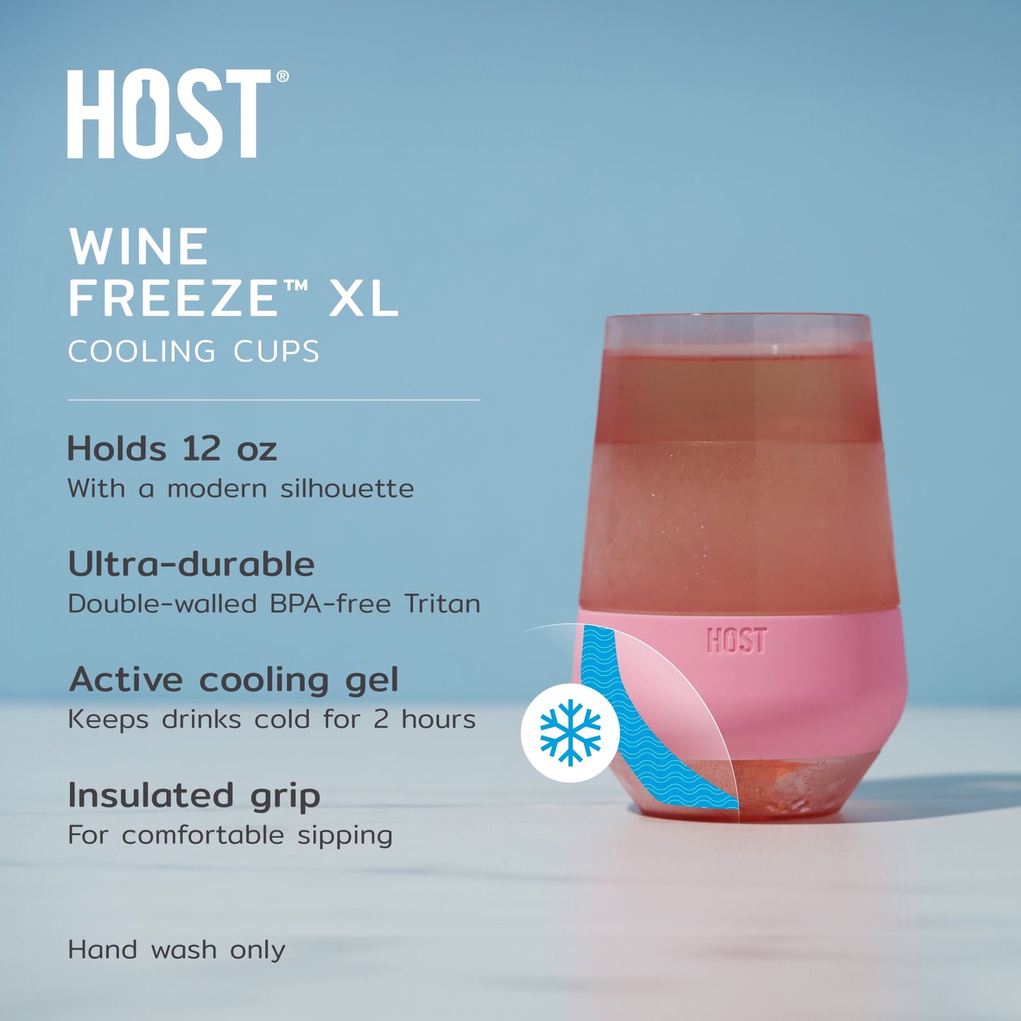 Host Freeze XL Cooling Cup, Double Wall Insulated Tumbler, 12oz, Set of 4