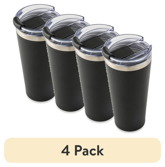 (4 pack) Mainstays 20oz Stainless Steel Tumbler, Black