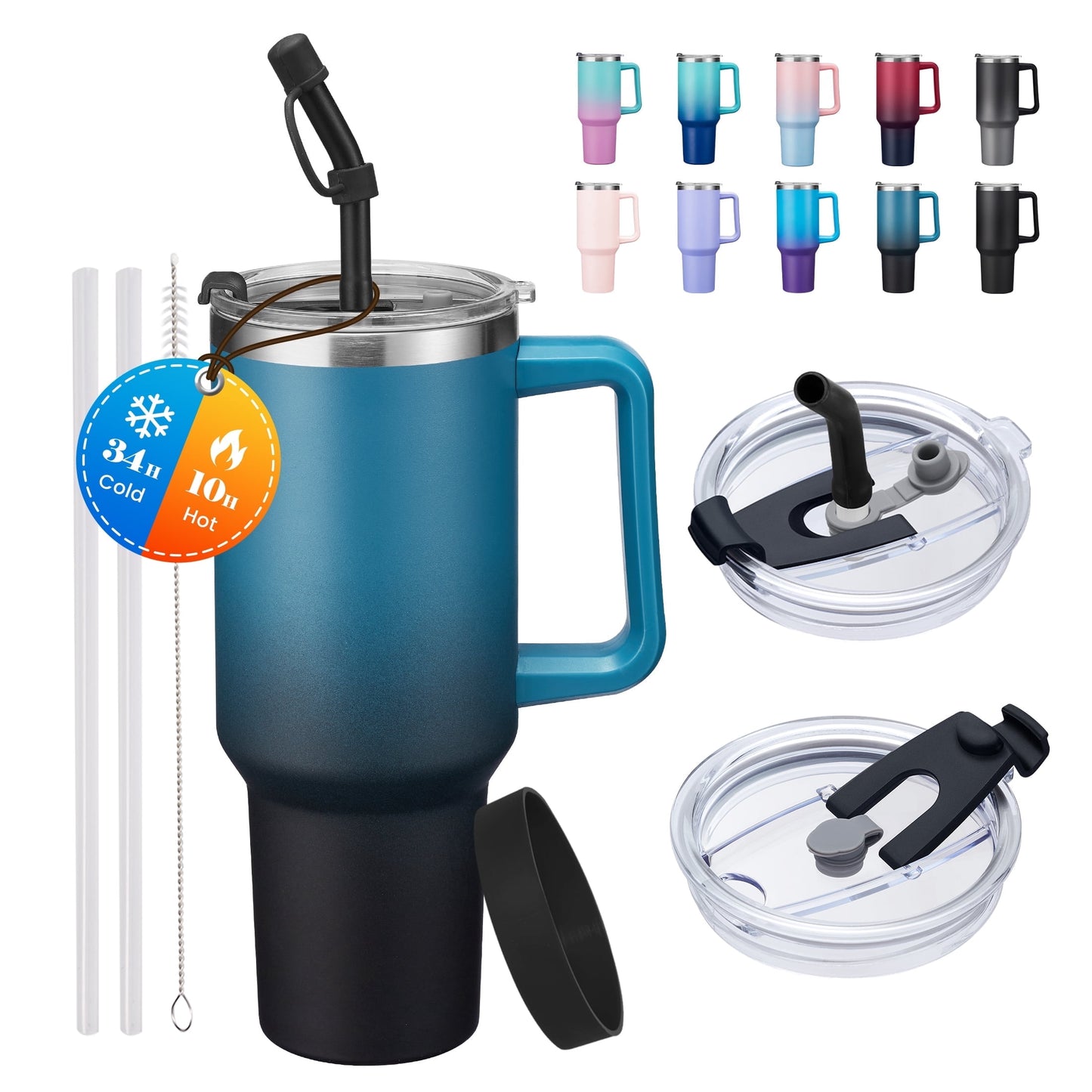 40oz Water Bottle,Insulated Tumbler with Lid and Straw,Keep Cold 34-Hrs & Hot 10-Hrs Travel Coffee Mug,Water Jug Gifts for Women Men