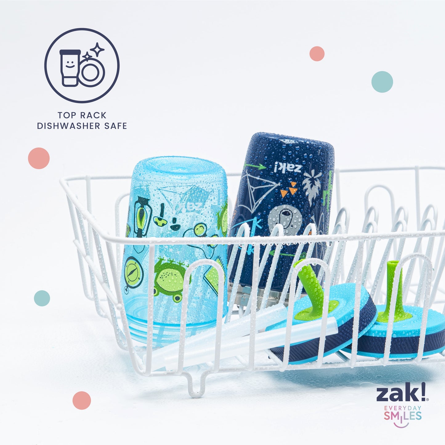 Zak Designs 12oz and 15oz Kelso Straw Tumbler Set, 12oz Stainless Steel and 15oz Plastic, 2 Cups and 1 Bonus Straw, Leakproof and Perfect for Kids, Campout and Camping