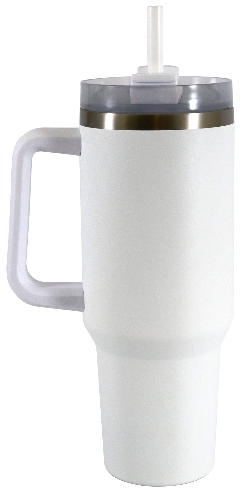 (2 pack) Mainstays 40 oz Stainless Steel Tumbler with Straw and Handle, Double Wall Insulated, White