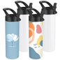 4PCS Sublimation Tumblers, 20oz Skinny Straight Sport Water Bottles with Straw Lids and Portable Handles, Blank Stainless Steel Double-Wall Insulated Cups for DIY