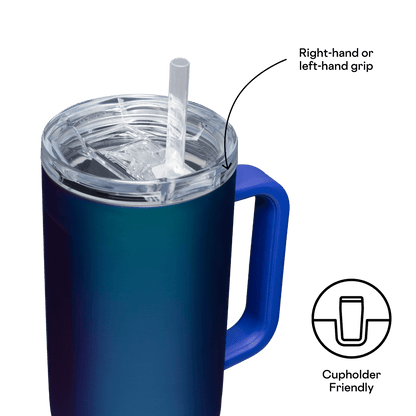 Corkcicle Cruiser Insulated Tumbler with Handle and Straw, Dragonfly, 40 oz – Reusable Water Bottle Keeps Beverages Cold for 20 Hours, Hot for 9 Hours – Cupholder Friendly, Spill Proof Tumbler