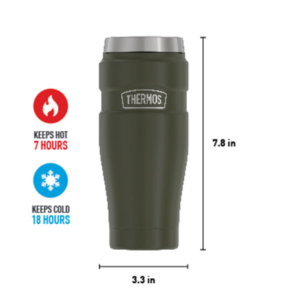 Thermos Stainless King Vacuum Insulated Stainless Steel Tumbler, 16oz, Matte Army Green