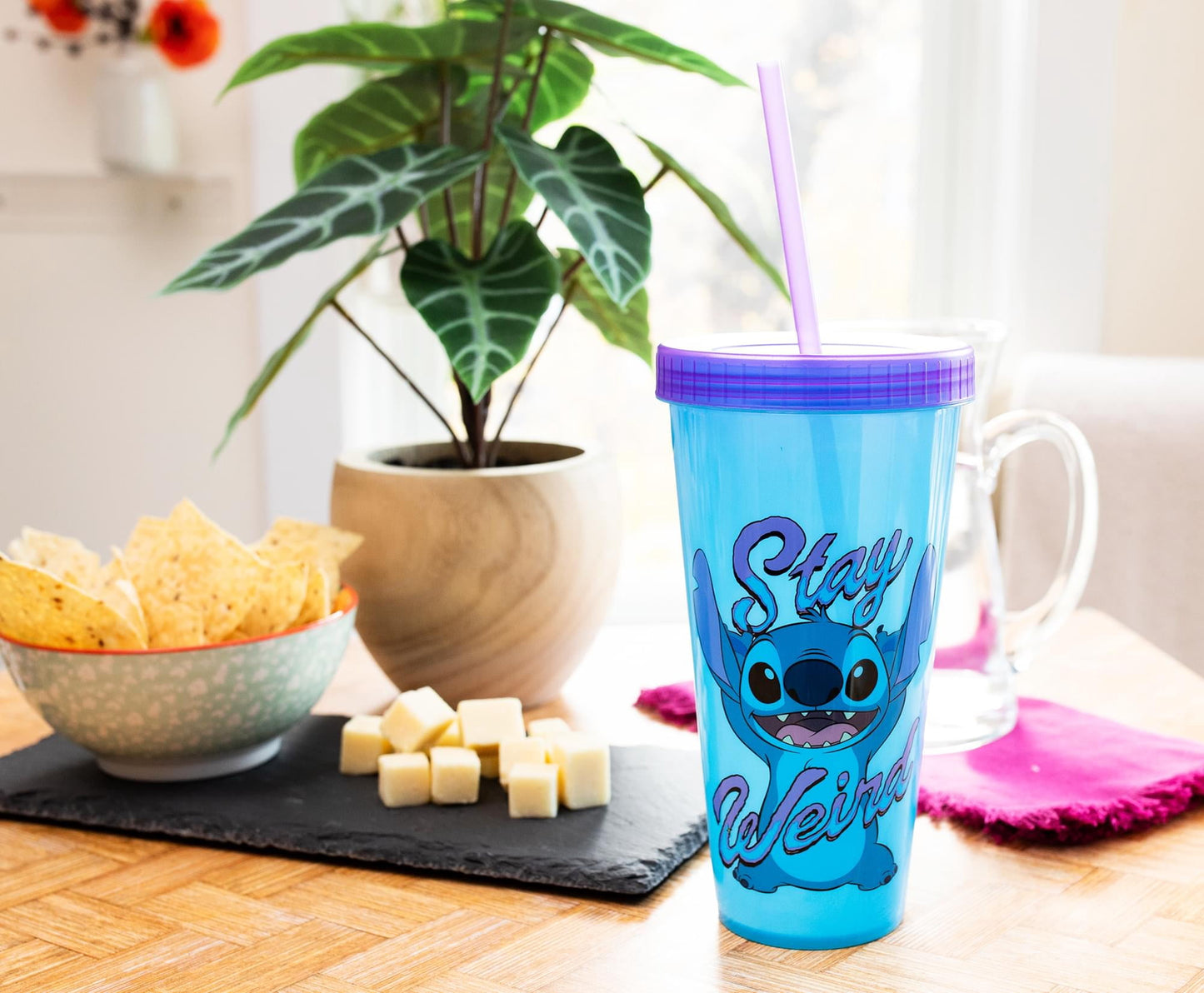Lilo and Stitch Stay Weird 24oz Color Change Plastic Tumbler w Lid and Straw